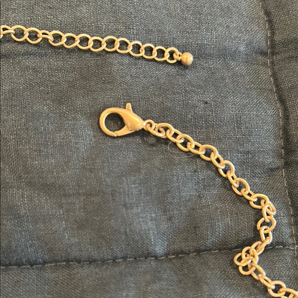 Gold and Blue Beaded Necklace with Concentric Pendant - Picture 5 of 6